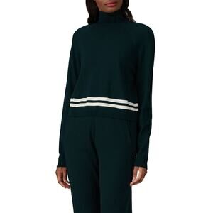 LNDR Sz XS/S Dark Green Wool Arctic Varsity Striped Turtleneck Sweater logo